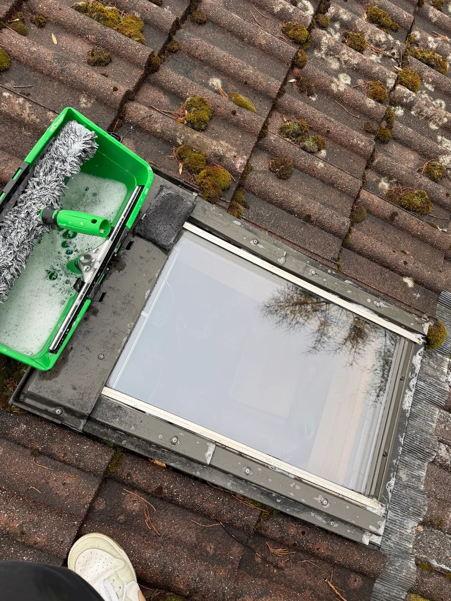 Dachflächenfenster und Schrägfenster werden sorgfältig gereinigt